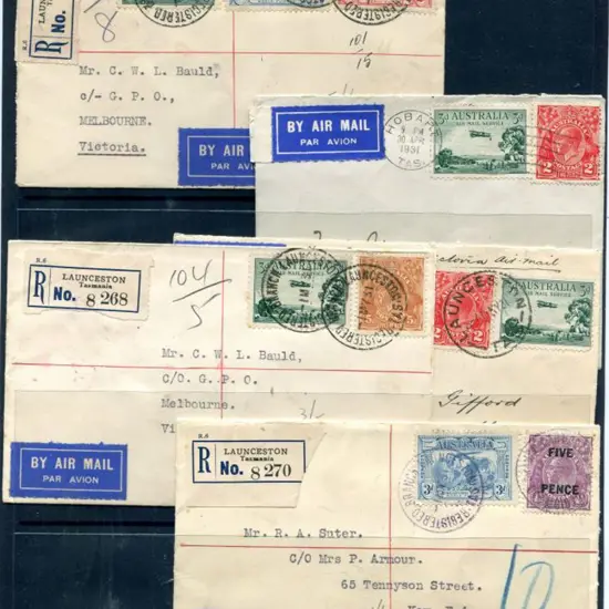 1931 (1st-2nd May) Hobart to Victoria covers with ...