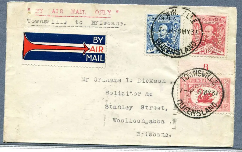 1931 (7th May) Townsville to Brisbane cover with ... Image 1++