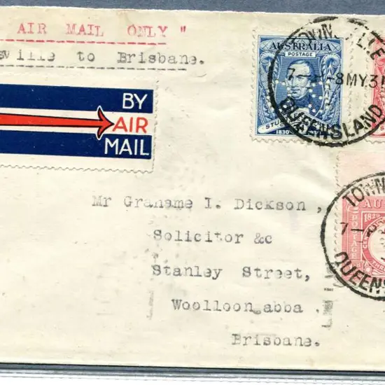 1931 (7th May) Townsville to Brisbane cover with ...