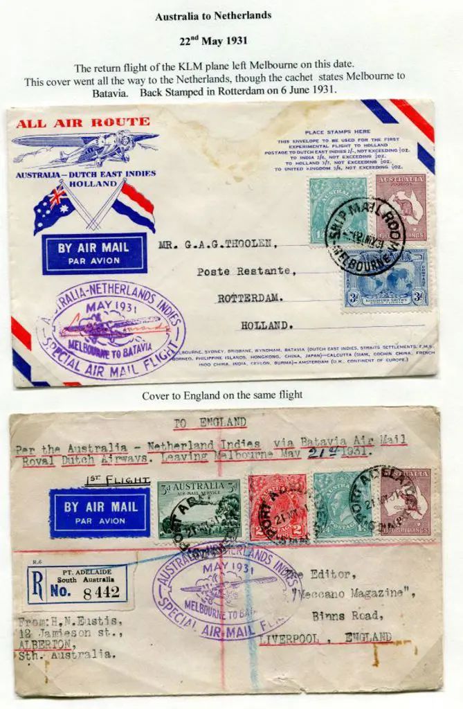 1931 (22nd May) Aust to Holland via Batavia with ... Image 1++