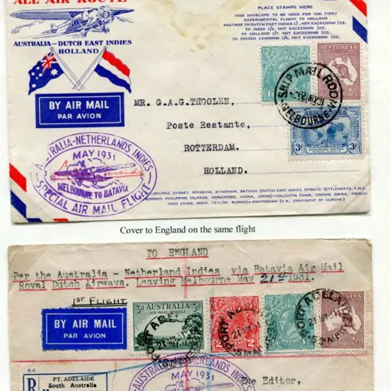 1931 (22nd May) Aust to Holland via Batavia with ...