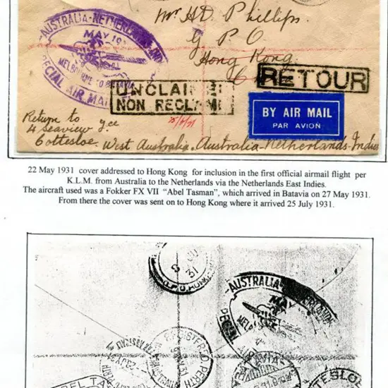 1931 (22nd May) Australia to Hong Kong leg on the ...