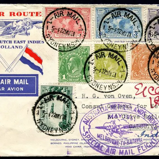 1931 (22nd May) Australia to Calcutta intermediate ...