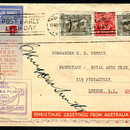 1931 (19th Nov) ditto on ANA env with 6d Airmail ...