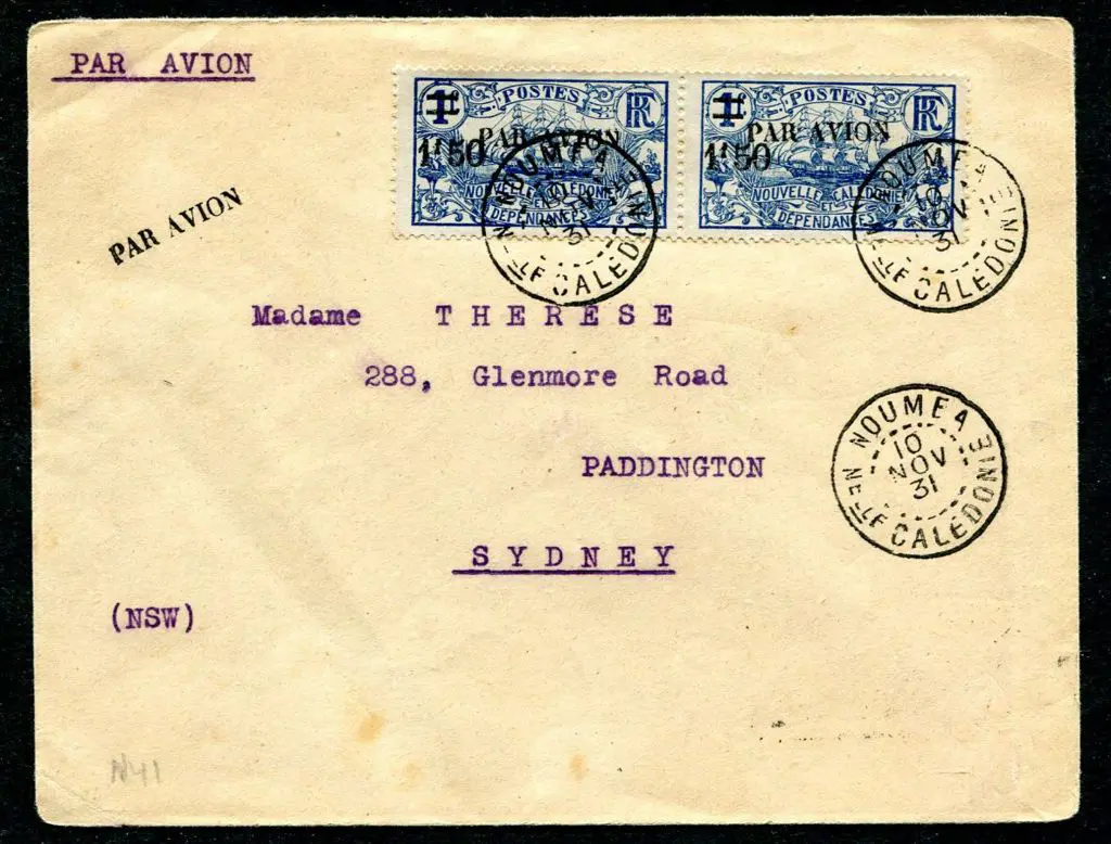 1931 (21st Nov) Noumea to Sydney cover flown by ... Image 1++