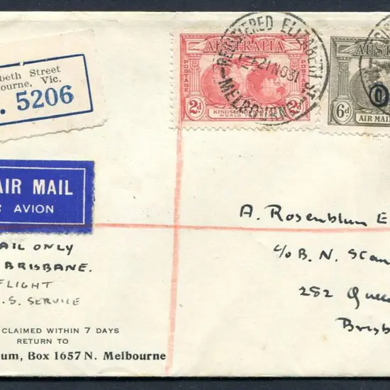 1931 (24th Nov) ditto but one way from Sydney to ...