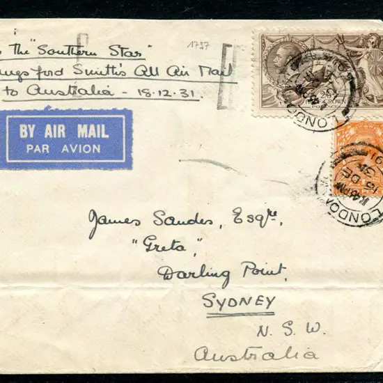 1932 (7th Jan) ditto but plain cover with 2d KGV & ...