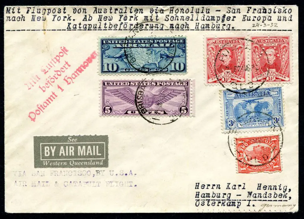 1932 (24th Mar) Australia to USA to Germany cover ... Image 1++
