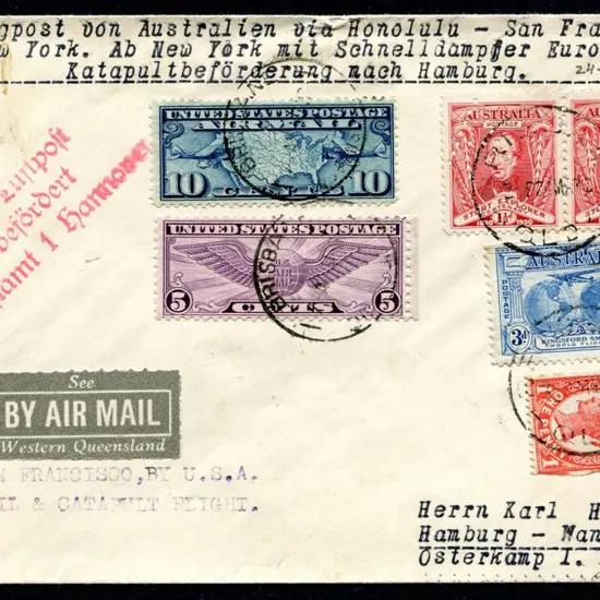 1932 (24th Mar) Australia to USA to Germany cover ...