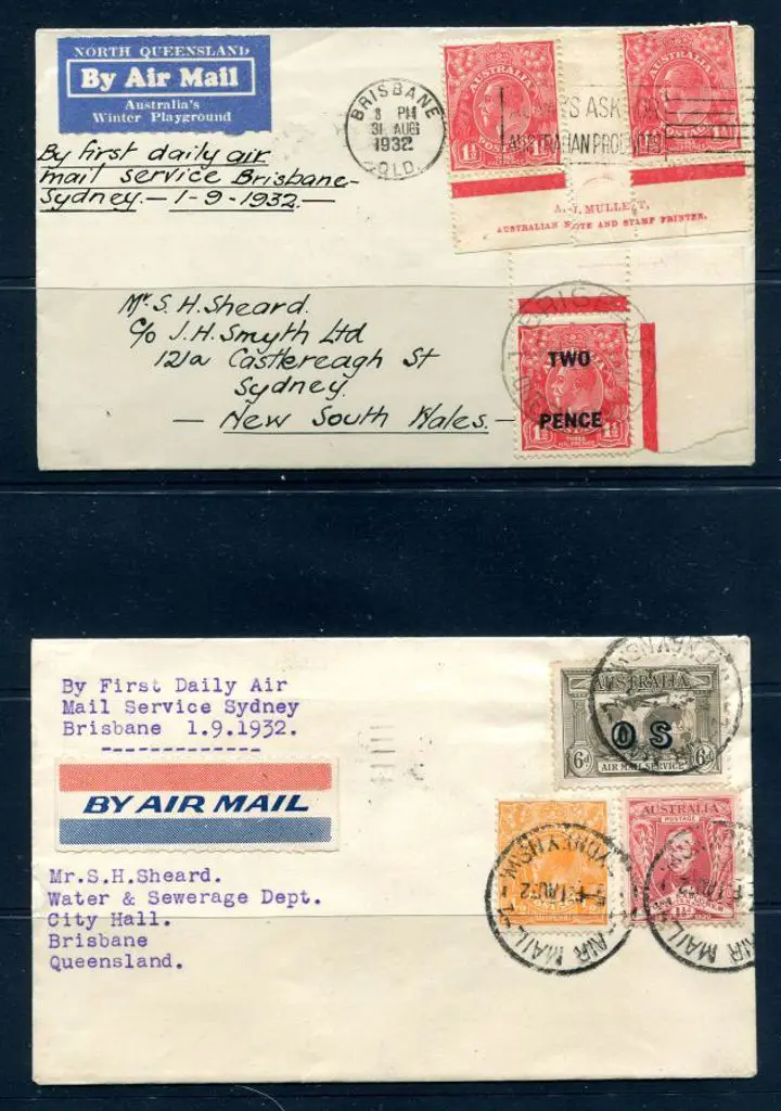 1932 (1st Sept) Brisbane to Sydney & return covers ... Image 1++