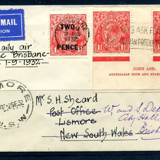 1931 (1st Sept) Brisbane to Lismore intermediate ...
