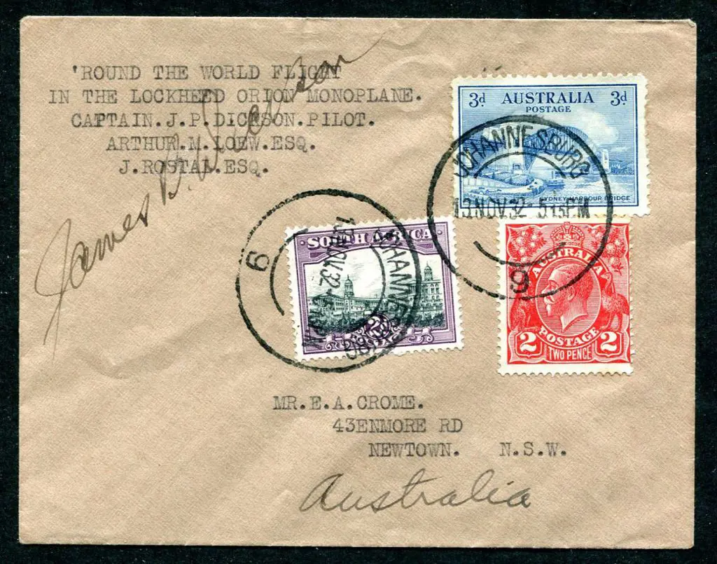 1932 (15th Oct) Australia to South Africa cover ... Image 1++