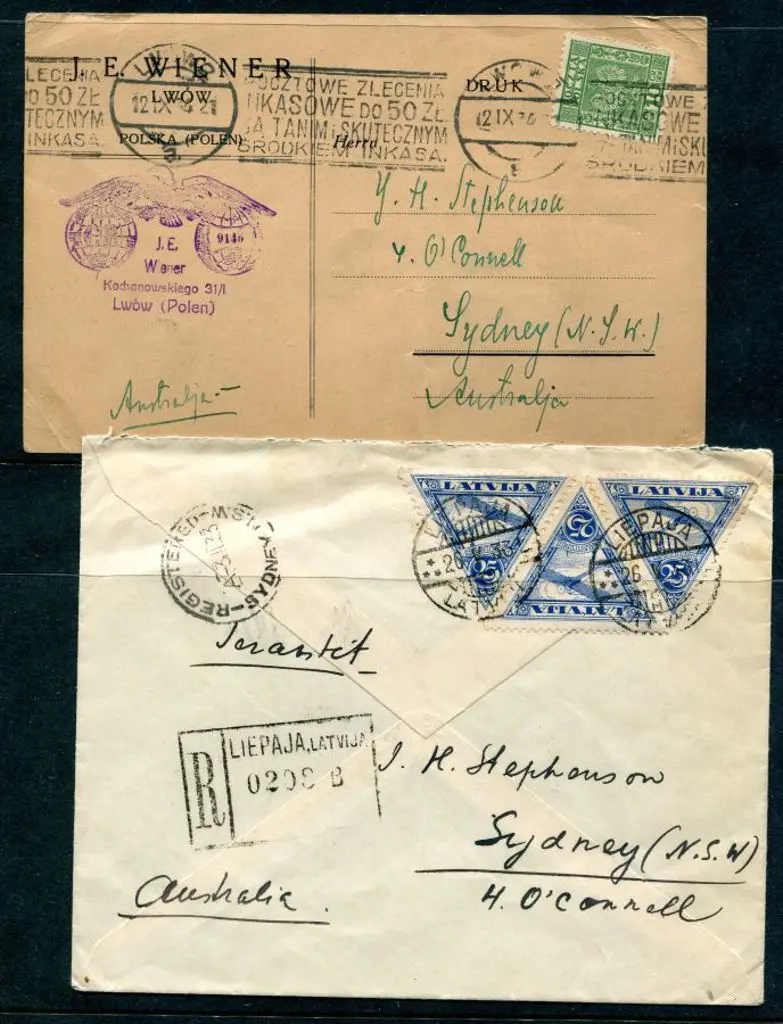 1933 (26th May) Latvia to Australia Registered ... Image 1++