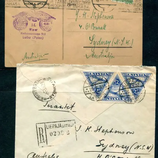 1933 (26th May) Latvia to Australia Registered ...