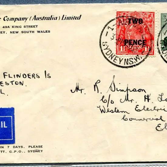 1933 (22nd Aug) Melbourne to Launceston via ...