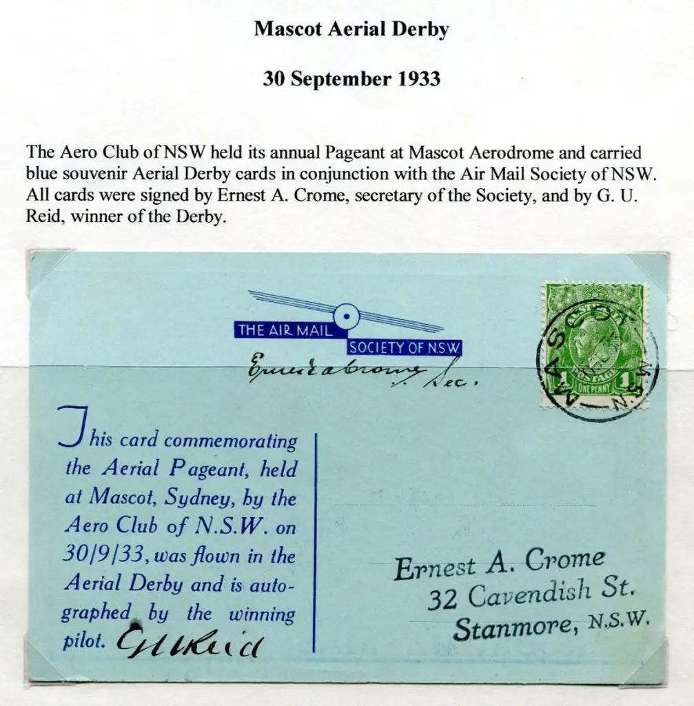1933 (30th Sept) Mascot Aerial Pageant blue Air ... Image 1++