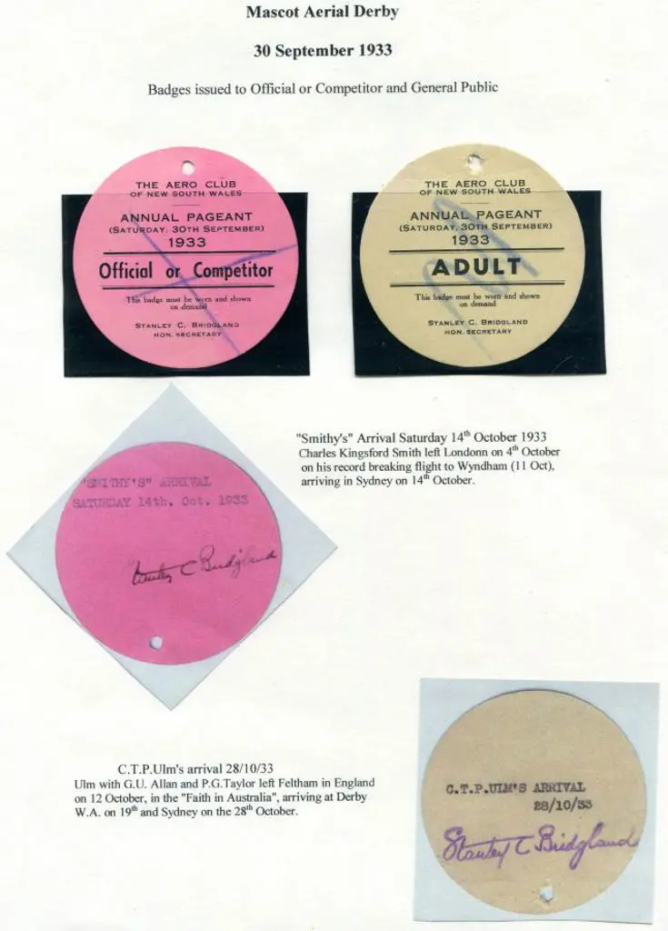 1933 (30th Sept) Badges issued for "The Aero Club ... Image 1++