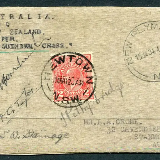 1934 (13th Jan) Australia to New Zealand "Southern ...