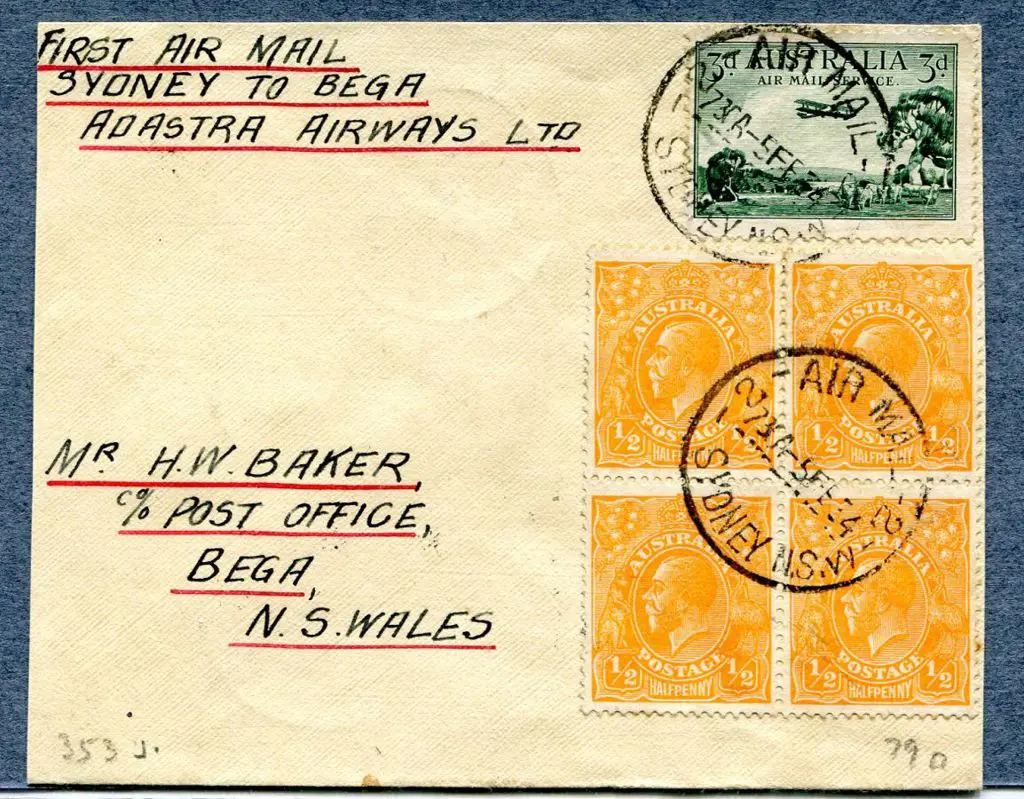 1934 (5th Feb) Sydney to Bega with attractive ½d ... Image 1++