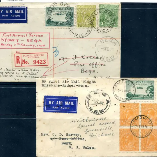 1934 (5th Feb) Bega to Sydney x 2 having been ...