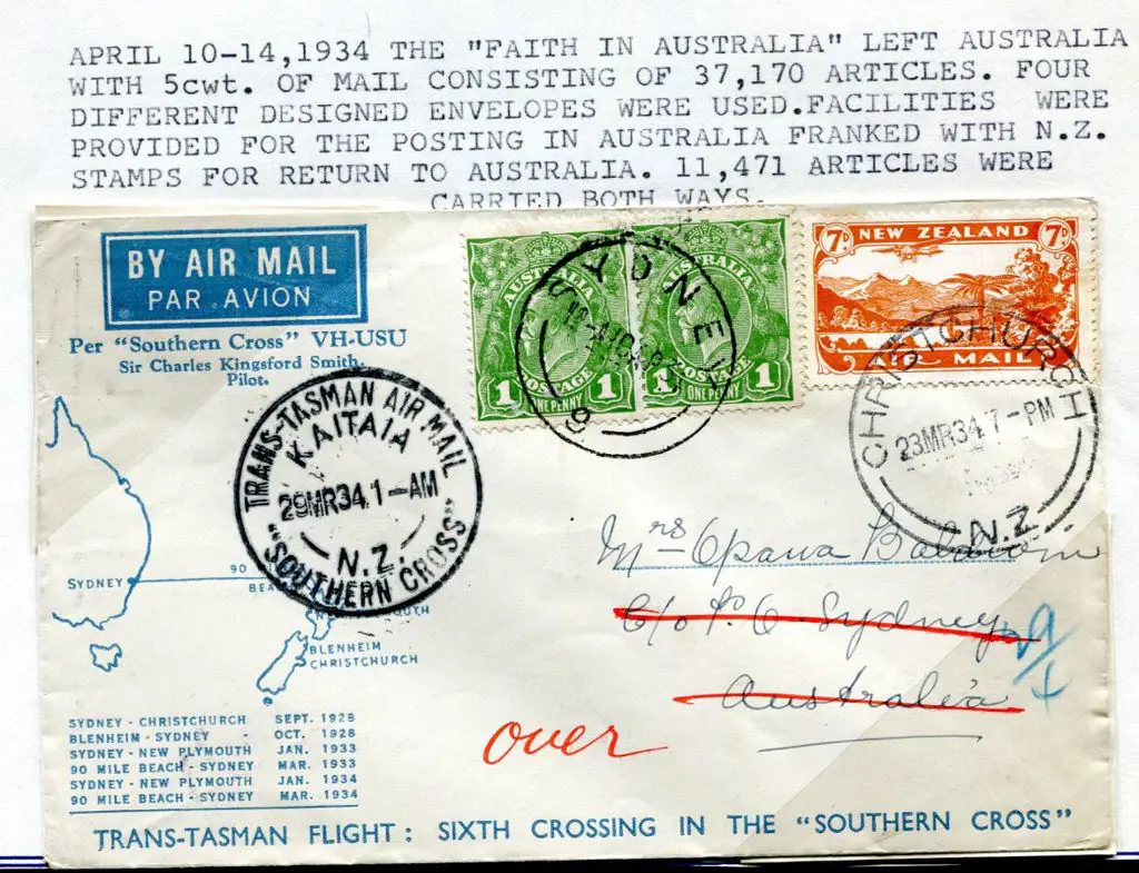 1934 (29th Mar) New Zealand to Australia ... Image 1++
