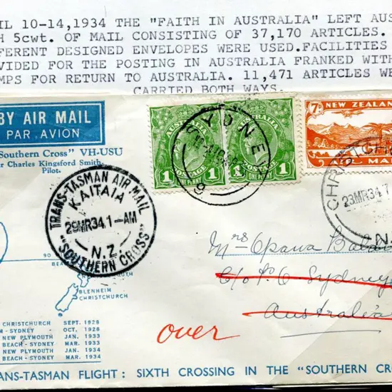 1934 (29th Mar) New Zealand to Australia ...