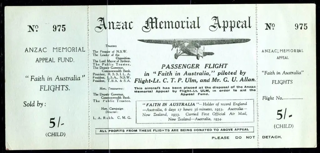 1934 (April) "Anzac Memorial Appeal - Passenger ... Image 1++