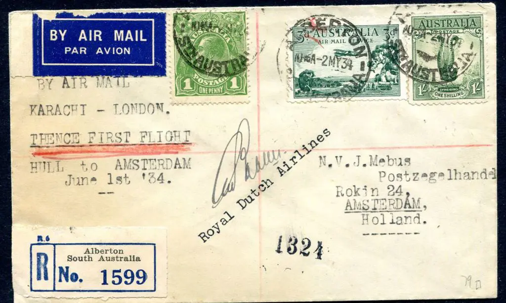 1934 (2nd May) Karachi to London then by First ... Image 1++