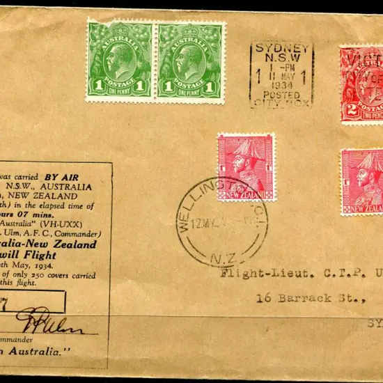 1934 (11th May) Australia to NZ "Goodwill flight" ...