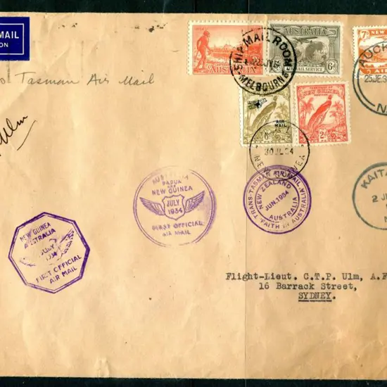 1934 (2nd July) New Zealand to Australia & 1934 ...