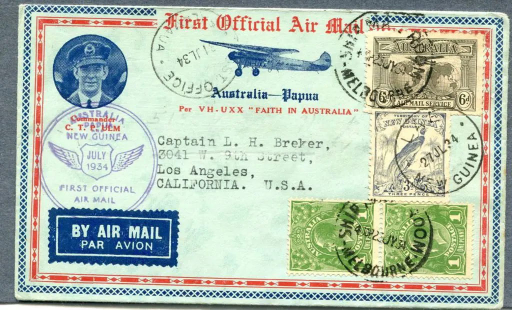 1934 (24th July) Australia to Papua & onto USA ... Image 1++