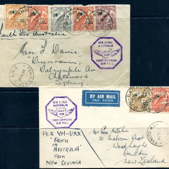 1934 (24th July) New Guinea to Australia pair of ...