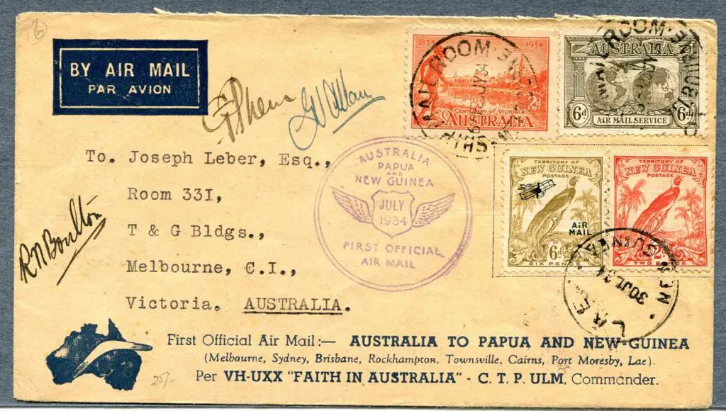1934 (24th July) Australia to New Guinea & return ... Image 1++