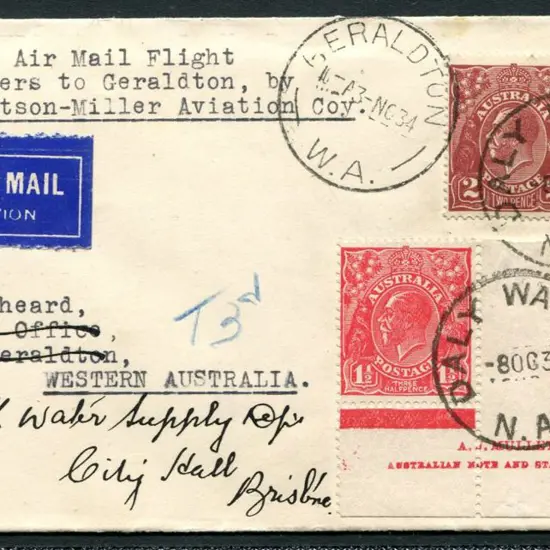 1934 (3rd Oct) Daly Waters to Geraldton with ...