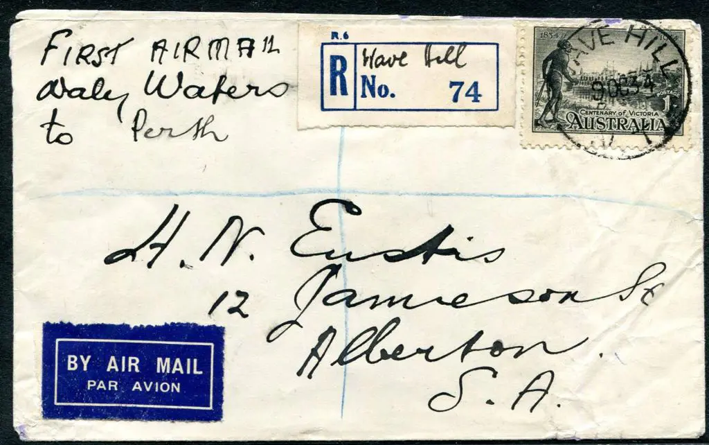 1934 (3rd Oct) Wave Hill to Perth with 1/- Vic ... Image 1++