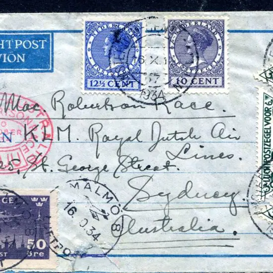 1934 (20th Oct) Sweden to Holland & then to ...