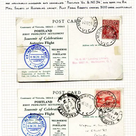 1934 (16th Nov) Portland to Melbourne return ...