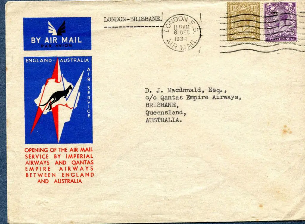 1934 (8th Dec) London to Brisbane Imperial Airways ... Image 1++