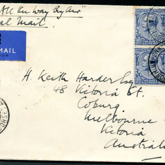 1934 (8th Dec) ditto but to Melbourne with 2½d KGV ...