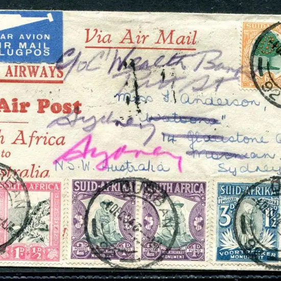 1934 (8th Dec) ditto with Durban cds's on South ...