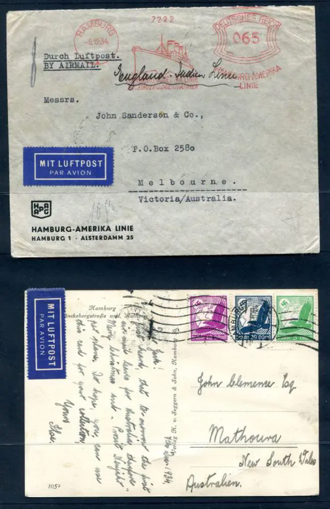 1934 (8th Dec) Hamburg-Amerika Linie printed env ... Image 1++