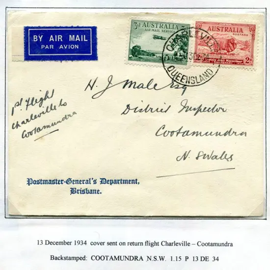 1934 (10th Dec) Charleville to Cootamundra, ...