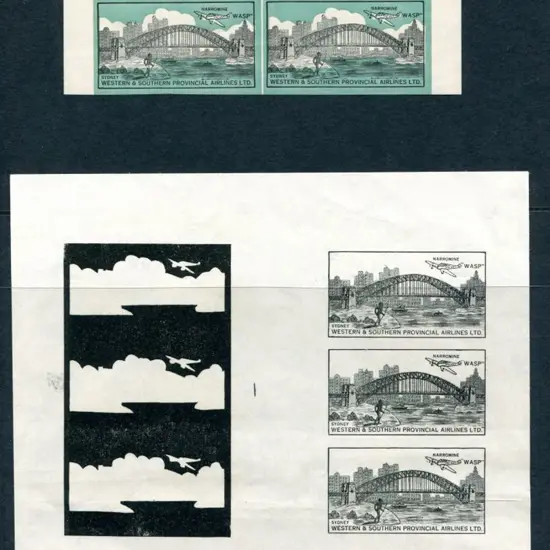 1935 (25th Mar) WASP Airlines vignette proof sheet ...