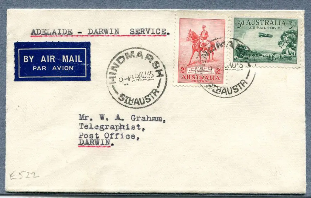 1935 (19th Aug) ditto with 2d SJ & 3d airmail tied ... Image 1++