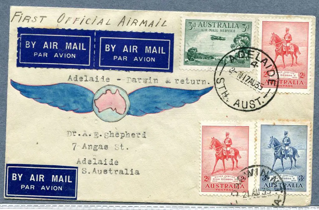 1935 (19th Aug) ditto with 2d SJ & 3d Airmail pmkd ... Image 1++