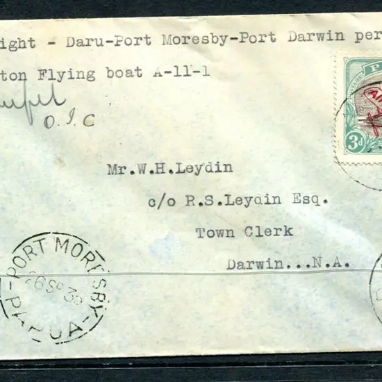 1935 (1st Sept) Daru to Darwin special mail by ...