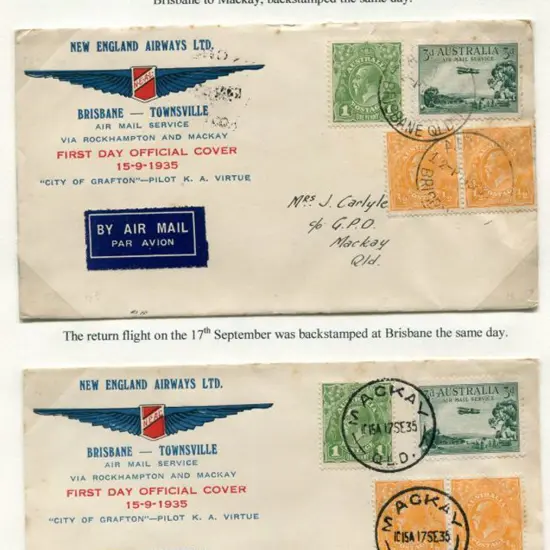 1935 (15th Sept) Brisbane to Mackay & return ...