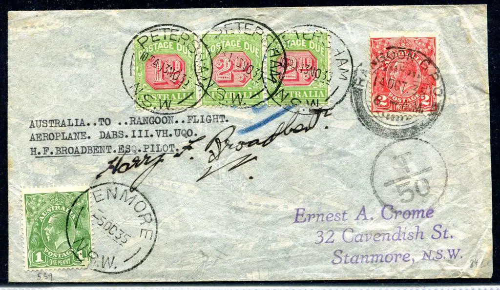 1935 (10th Oct) Australia to Burma Crome cover ... Image 1++