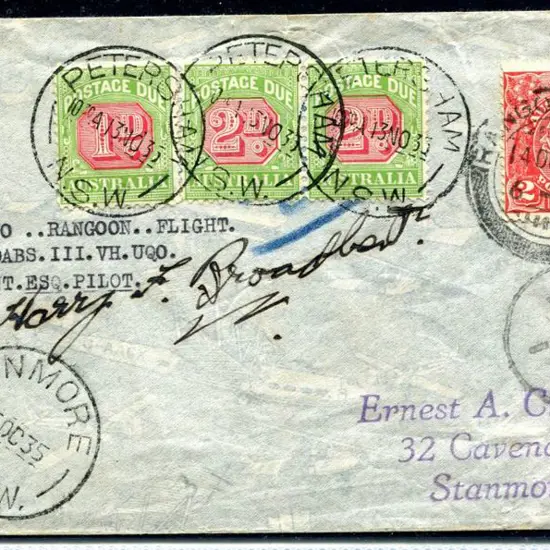 1935 (10th Oct) Australia to Burma Crome cover ...