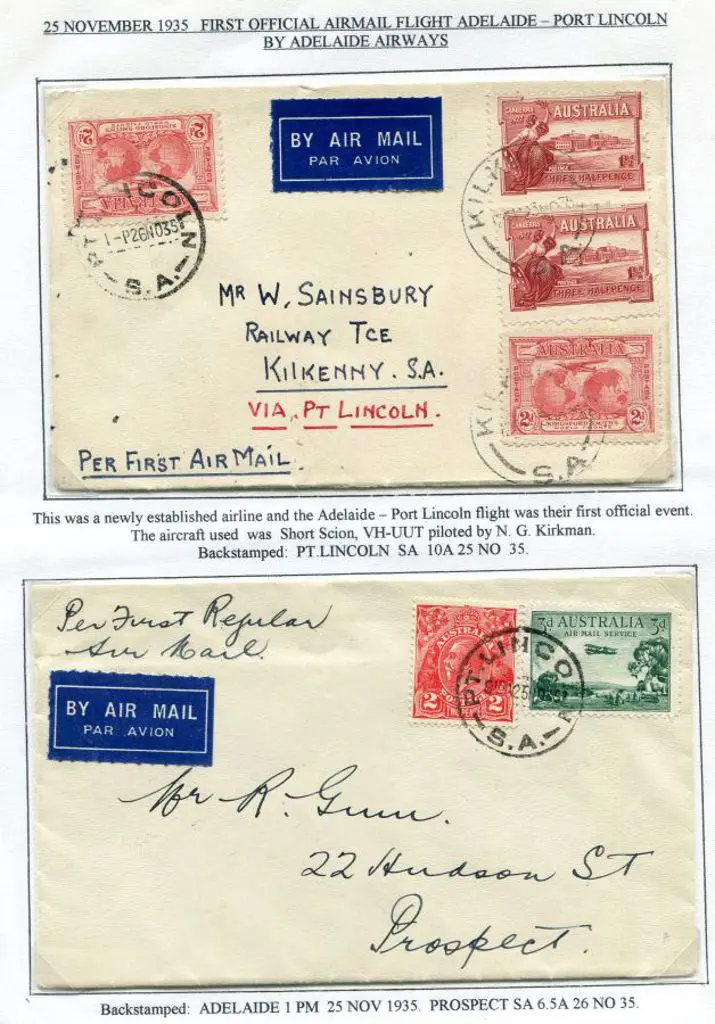 1935 (25th Nov) Adelaide to Port Lincoln & return ... Image 1++